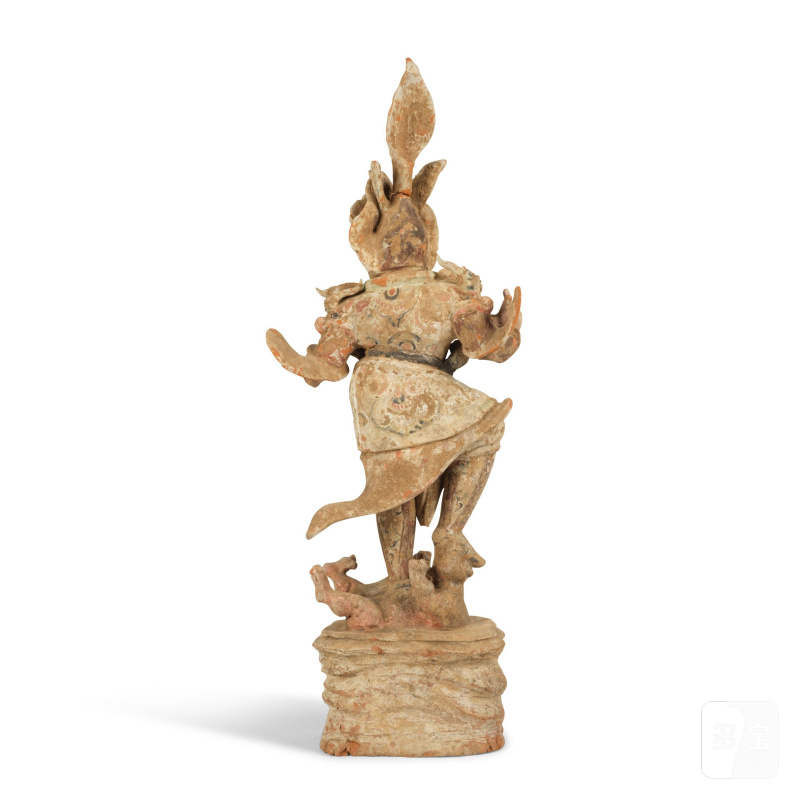 唐 陶加彩天王立像 | STATUETTE DE LOKAPALA EN TERRE CUITE PEINTE - 图4
